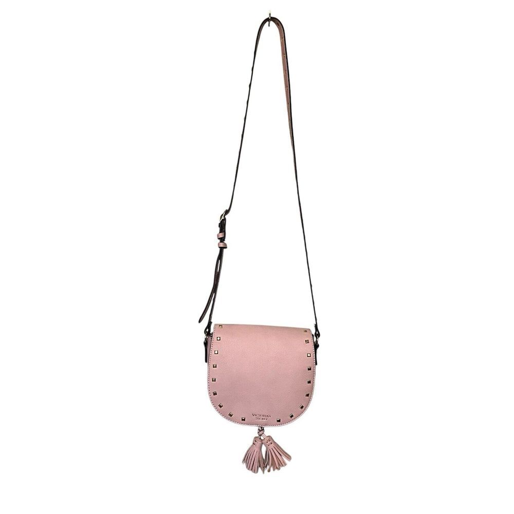 Victoria Secret Festival Blush Pink Gold Studded Crossbody Purse Tassel Mag Snap